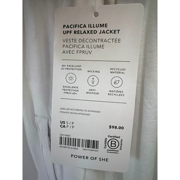 Athleta Pacifica Illume UPF White Athletic Zip Jacket S/P 4-6 Power of She New - Picture 11 of 11